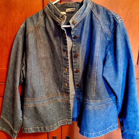 Denim Jacket w Waistline defined - XL - Mandarin Collar - Picture 3 of 5